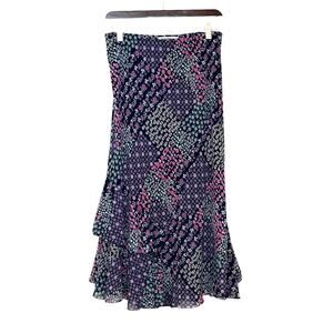 GEUTEREY Woman's Size Large Vintage French Boutique Layered Hem Maxi Skirt